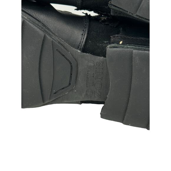 OTTO ZONE Moto Leather Suede Boots Men's 10 Black Streetwear Double Zip Biker - Picture 10 of 14